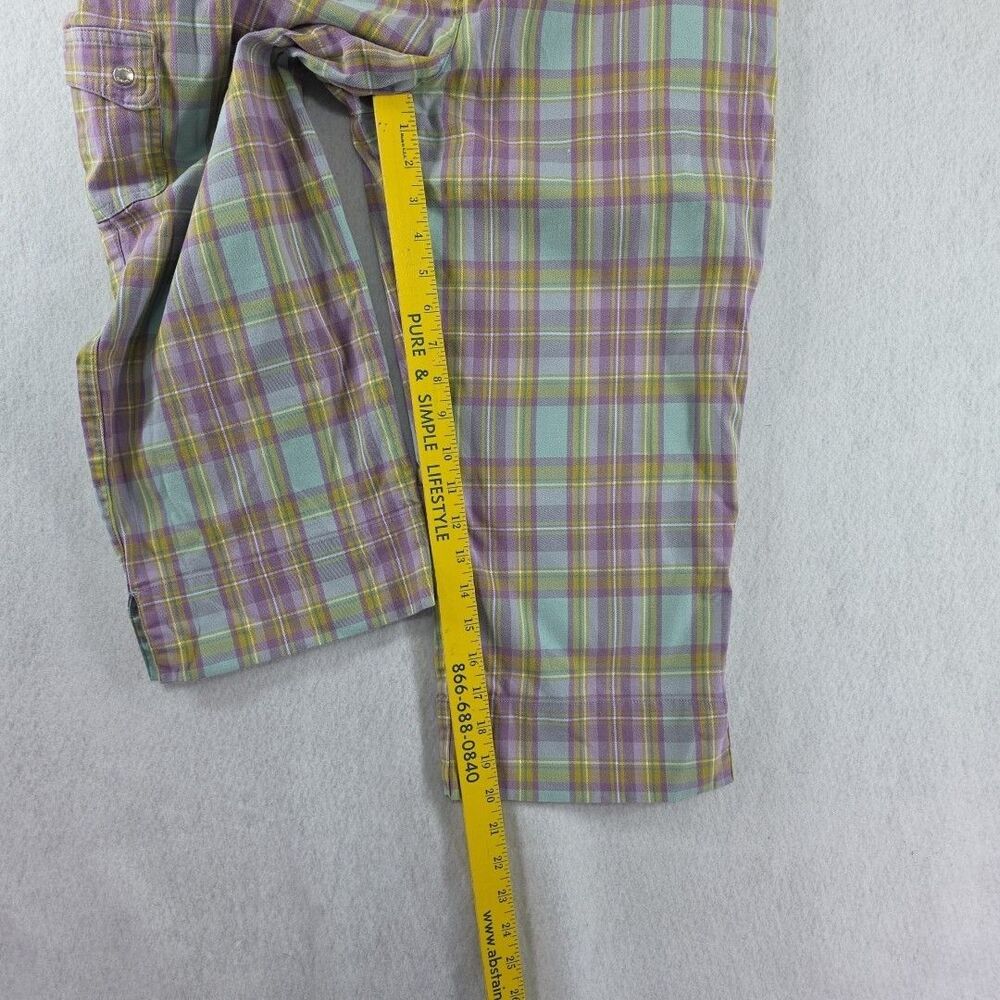 Liz Golf Audra Capris Pants Women's Size 14 Lavender Plaid Snap Pocket Stretch - Picture 6 of 8